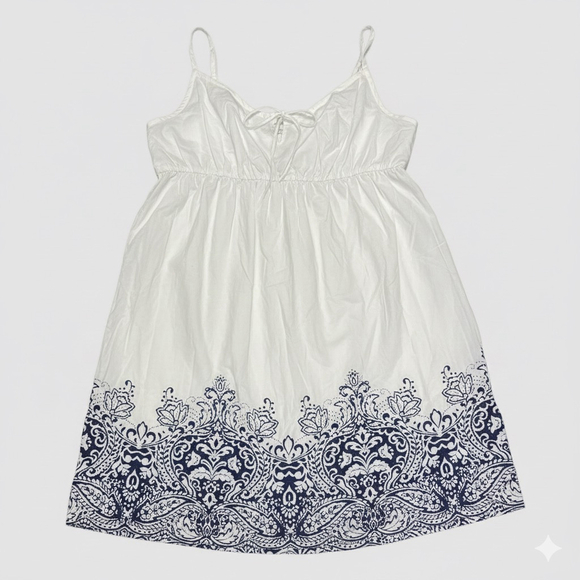 Cacique Dresses & Skirts - NWT Cacique White Blue Embroidered Sundress Women’s 14/16 Adjustable Straps Boho